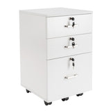 ZNTS White Wood Grain Density Board Three Drawers Wooden Filing Cabinet 70600637