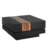 ON-TREND 31.4'' x 31.4'' Square Coffee Table with Sliding Tabletop, High Gloss Center Table with N721P180696B