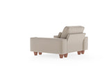 Beige Chenille Deep Seat Single Sofa Chair with Brushed Stainless Steel Cup Holder and Decorative 23792811