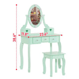 Kids Vanity Set with Mirror and Lights and Stool, 5 Storage Drawers, Pretend Play Princess Makeup 92849524
