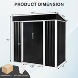 6 x 4 FT Outdoor Storage Shed, Metal Garden Storage House with Slanted Roof & Double Sliding Doors 72279813