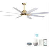 ZNTS 66 Inch Low Profile ABS Ceiling Fan with Dimmable Lights and Smart Remote Control 6 Speed Reversible W934P152241