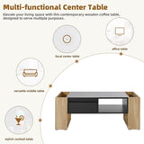 ON-TREND High Glossy Coffee Table with 2 Drawers, Practical Two Tone Center Table with Hidden N721P205792B