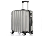 ABS Trolley Case 20in 24in 28in 3PCS Suitcase Set Striped Textured Suitcase Silver Gray 96290375