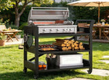 Outdoor Grill Cart Table with Pegboard & Handle, Indoor and Outdoor Pizza Oven Table with Lockable 85949243