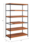 Honey Oak and Black 6-Shelf Bookshelf B062P209197