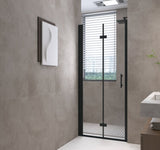 32 "x 72" Bifold Shower Door, 1/4" Tempered Glass, Matte Black Aluminum Frame, Explosion Proof W1675P307147