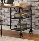 Industrial Inspired Desk With An Antique Black Metal Construction Replicated Wood Top And Caster B2741P342770