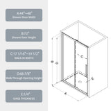 44"-48"W x 72"H sliding shower door, sliding door, with 1/4" tempered glass and Polished Chrome W2122P196339