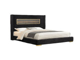 Contemporary Style Black Color 1pc Eastern King Size Bed Upholstered Fabric Bedroom Furniture B2741P439940