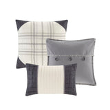 7 Piece Herringbone Comforter Set Grey Cal King B03597010