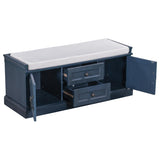 ZNTS Storage Bench with 2 Drawers and 2 Cabinets, Shoe Bench with Removable Cushion for Living Room, 85506854