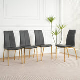 Modern PU seat dining chair Living room chair Upholstered chair, gold-plated metal legs design, W210P226025