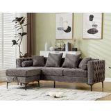 L Shaped Sectional Sofa , Convertible Storage Ottoman,Chenille ,Square W2108P191317