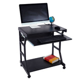 ZNTS Moveable Four-wheel Computer Desk Black 73764478