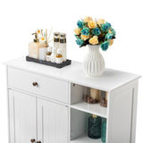 Double-Door Bathroom Cabinet with 2, Adjustable Panels, 1 Drawer and 3 Side Shelves, White 21280126