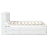 ZNTS Full Bed with Bookcase,Twin Trundle,Drawers,White 25636247