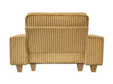 Yellow Deep Seat Corduroy Armchair with Brushed Stainless Steel Cup Holder and Decorative Pillow, 00017458