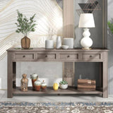 ZNTS TREXM Console Table/Sofa Table with Storage Drawers and Bottom Shelf for Entryway Hallway WF287219AAE