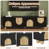 Farmhouse TV Stand with Cable Holes for TVs up to 75", Cream Style Media Console with Rebound N721P288695B