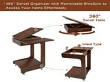 Solid Wood C Shaped End, Rolling Side with 360&deg Adjustable & Foldable Desktop, Couch 02704098