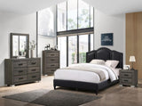 2 Drawers Wood Nightstand With Black Handles In Foil Grey SR015491