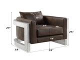 Betla Espresso Top Grain Leather & Aluminum Accent Chair B2726P457630