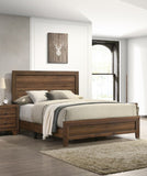 Brown Cherry Finish Fabric 1pc Full Size Panel Bed Beautiful Wooden Bedroom Furniture Contemporary B011P174708