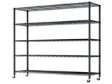 Adjustable layer spacing, wheeled display stand, iron, 117*45*185cm, powder-coated black 53017573