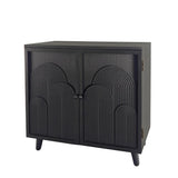 Modern Black Wood Storage Cabinet, 31in Accent Cabinet with Embossed Door for Living Room, Bedroom, W2729P239176