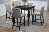 ZNTS Counter Height Chairs Set of 2 Black Finish Upholstered Gray Padded Seat Back Transitional Dining B011P168511