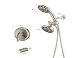 Shower System with Tub Spout Rain Shower Tub Set, High Pressure Dual 2 in 1 Shower Combo Faucet with W121946402