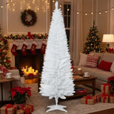 6FT Christmas Tree Slim Pencil Artificial Plant 390 Realistic Branch Tips Plastic Stand White Indoor 68373116
