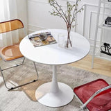 White Round Table, Modern Dining Table, MDF Top and Steel Base Tulip Round Kitchen Table, Mid W2641P192316
