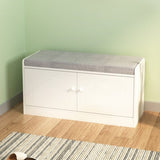 Shoe Storage Bench with 2 Door Cabinet, Entryway Bench with Shoe Storage, Shoe Bench with Cushion, W760P206351