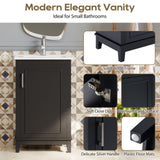 20 Inch Modern Small Bathroom Vanity Cabinet With Ceramic Basin- 20*14.5*33.3 Inches,Ample N729P170386B