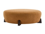 Modish Round Ottoman Boucle Top with Splayed Rubber Wood Legs, Pumpkin Orange N769P346256O