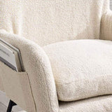 Modern Rocking Chair with High Backrest,Teddy Material Comfort Arm Rocker, Lounge Armchair for W244134105
