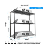 3 Tier Wire Shelving Unit, 1050 LBS NSF Height Adjustable Metal Garage Shelves, Heavy Duty W155091053