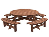 8-Person Outdoor Circular Wooden Picnic Table with 4 Built-in Benches for Patio Backyard Garden, 24709656
