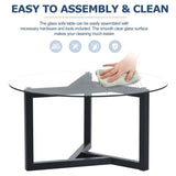 ZNTS ON-TREND Round Glass Coffee Table Modern Cocktail Table Easy Assembly with Tempered Glass Top & WF293702AAB