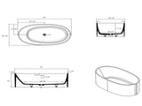 65" Freestanding Solid Surface Bathtub, Stone Resin Freestanding Bath Tub with Overflow and Pop-up W1573P180444