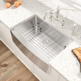 Brushed Nickel 16 gauge Stainless Steel 33 in. Single Bowl Farmhouse Apron Kitchen Sink with Bottom JYSF322BN