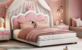 ZNTS Full size Upholstered Princess Bed With Crown Headboard,Full Size Platform Bed with Headboard and N733P180808K