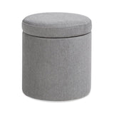 Brandy 14" Round Upholstered Storage Ottoman with Leather Accent, Uptown Gray B2719P269256