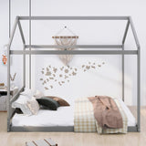 Queen Size Wooden House Bed with Headboard,Gray WF296086AAE