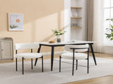 Burbank Modern Round Boucle Dining Chairs, Set of 2, White T2574P180242