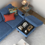 ZNTS Convertible Combination Sofa Sofa L-Shaped Sofa with Storage Cabinet Footstool, Living Room Navy W2012126503