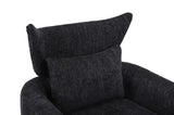 ZNTS Classic Mid-Century 360-degree Swivel Accent Chair, Black Linen W1361104584