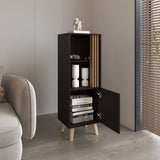 Vance 47" High One Door Cabinet with Two Open Shelves Dark Wengue - Light Oak B070P254781